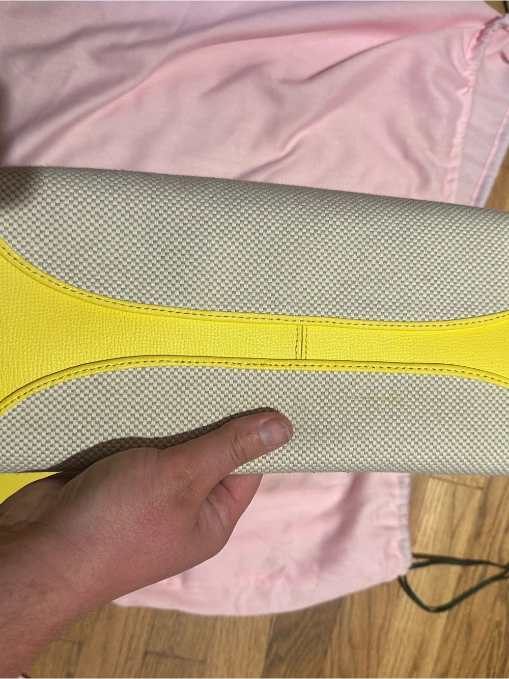 kate spade yellow and grey Tote with leather Trim and Pouch